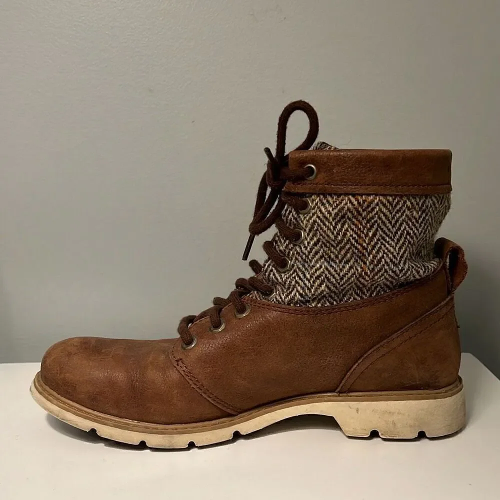 Timberland Women's Brown & Tan Tweed Leather Ankle Boots
